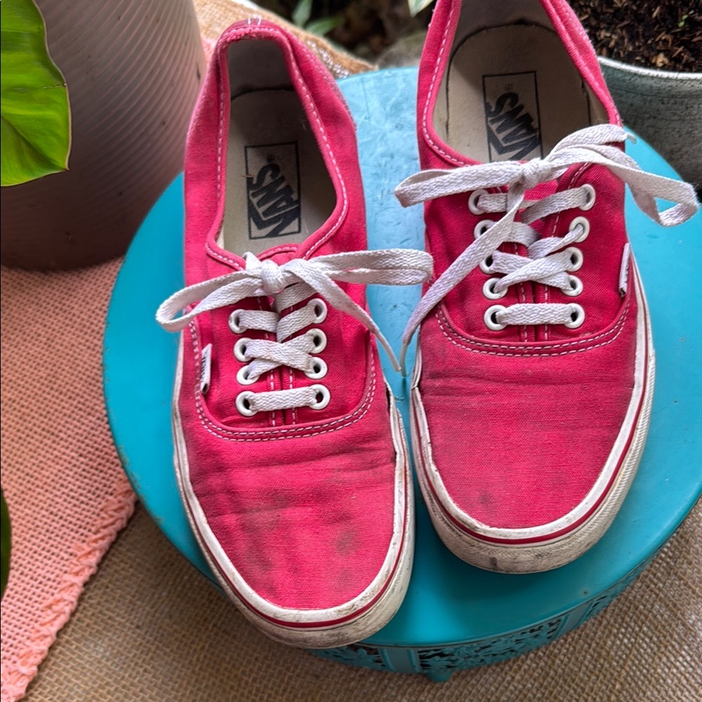 Vans Red Canvas Sneakers with White Laces